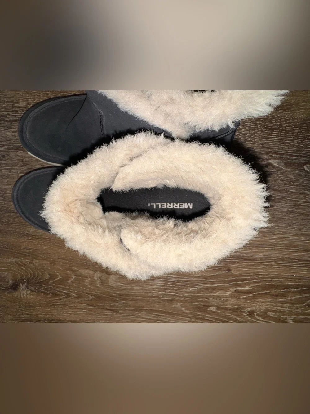Merrells Women’s Black Suede Winter Ankle Boots with Faux Fur Lining